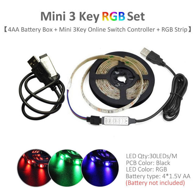 Battery Powered RGB LED Strip Lights with Remote Control