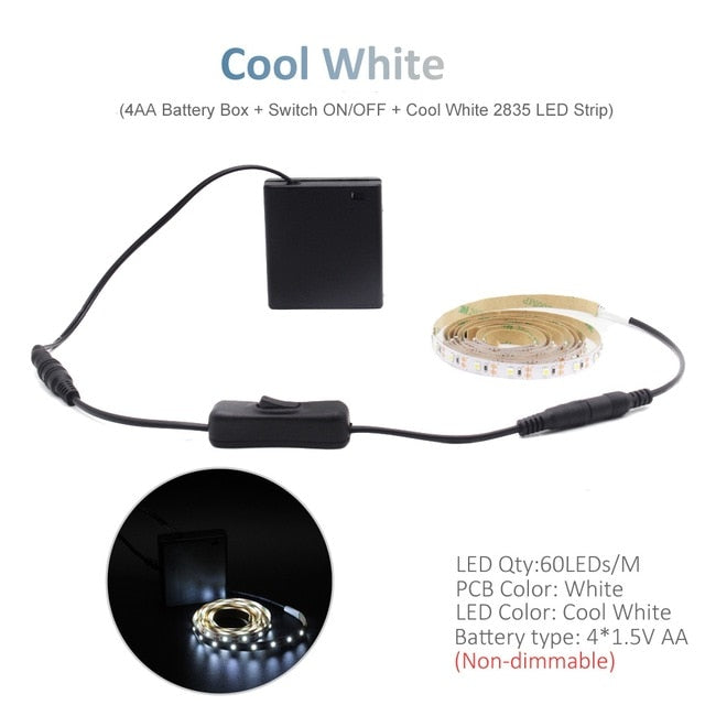 Battery Powered RGB LED Strip Lights with Remote Control