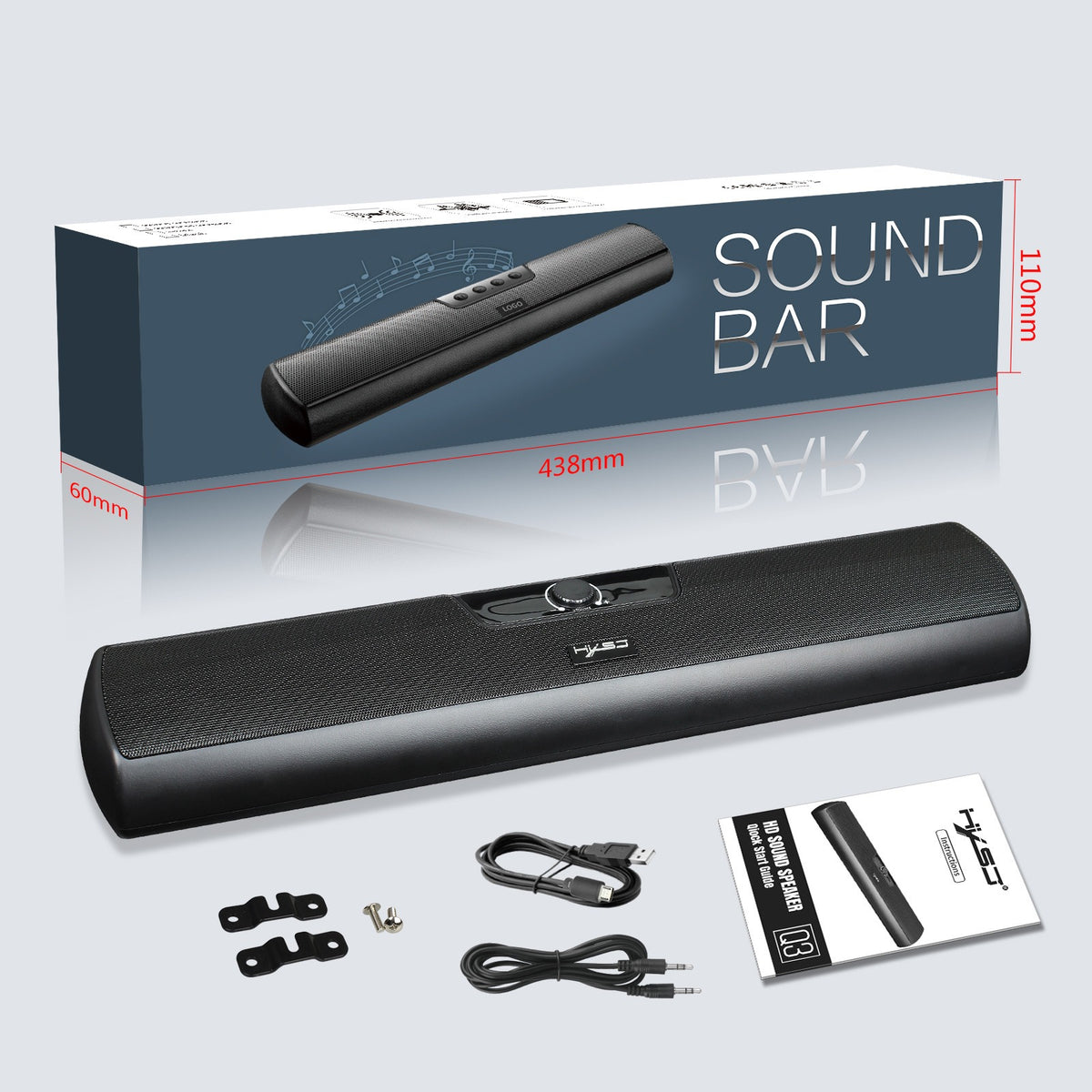 Q3 Desktop & Wall-Mounted Soundbar Speaker