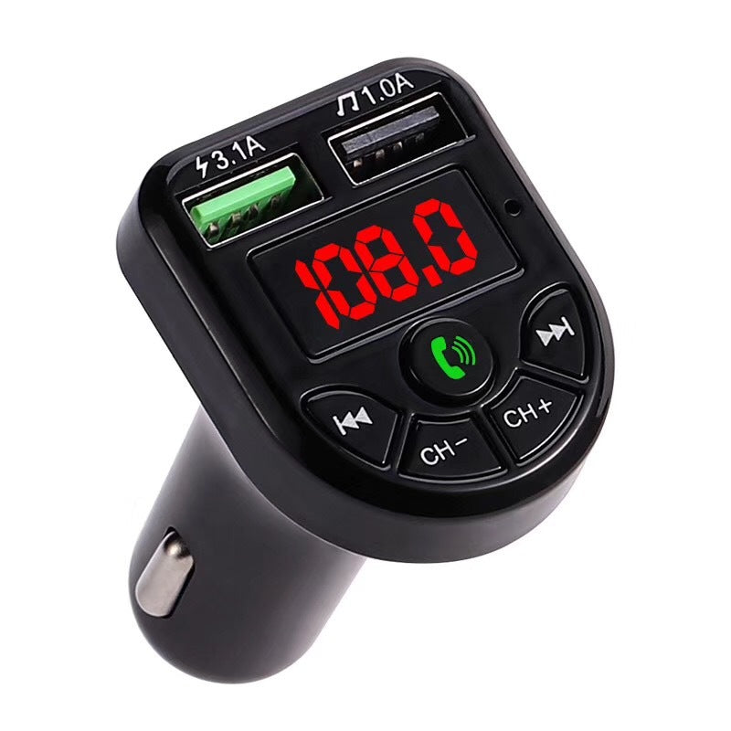 Bluetooth 5.0 FM Car Transmitter with Hands-Free Calling & Dual USB