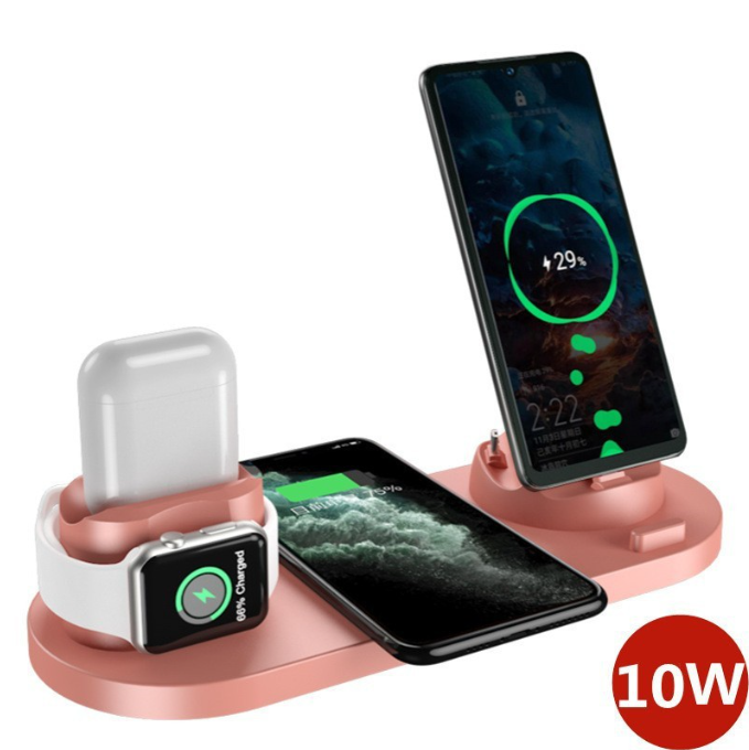 6-in-1 Wireless Charging Station for Phone, Watch & Earbuds – 10W