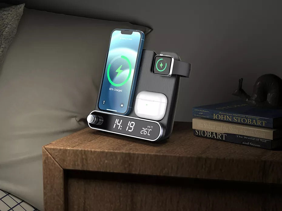 15W 3-in-1 Wireless Charging Station with Alarm Clock & Temperature Display