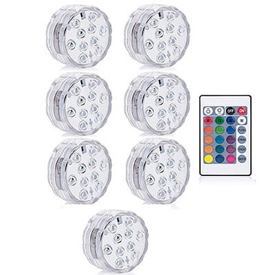 RGB Waterproof Submersible LED Lights with Remote Control