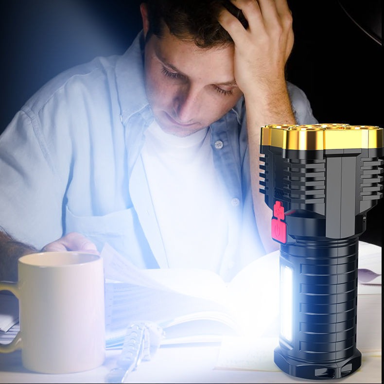 5-LED Rechargeable Flashlight with COB Side Light