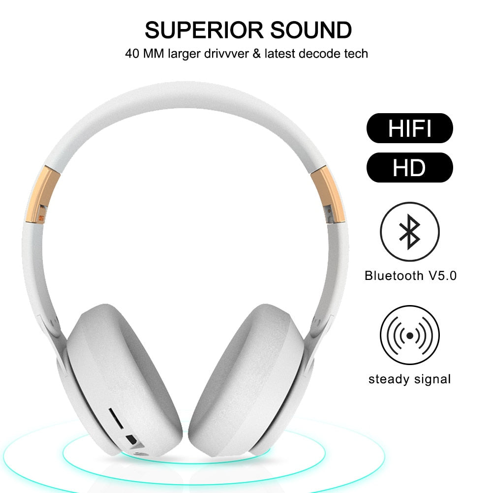 Tourya T7 Wireless Bluetooth Headphones – Foldable Over-Ear Headset with Deep Bass