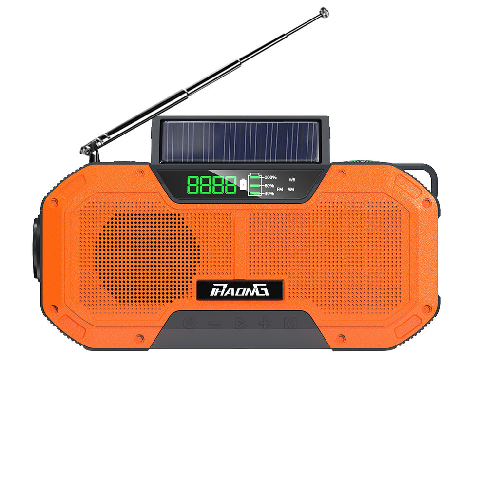 5000mAh Solar Emergency Radio with Bluetooth Speaker, Flashlight & Hand Crank