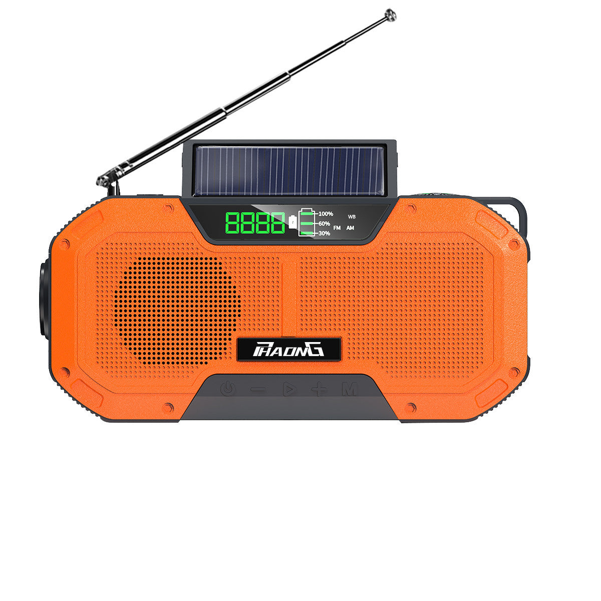 5000mAh Solar Emergency Radio with Bluetooth Speaker, Flashlight & Hand Crank