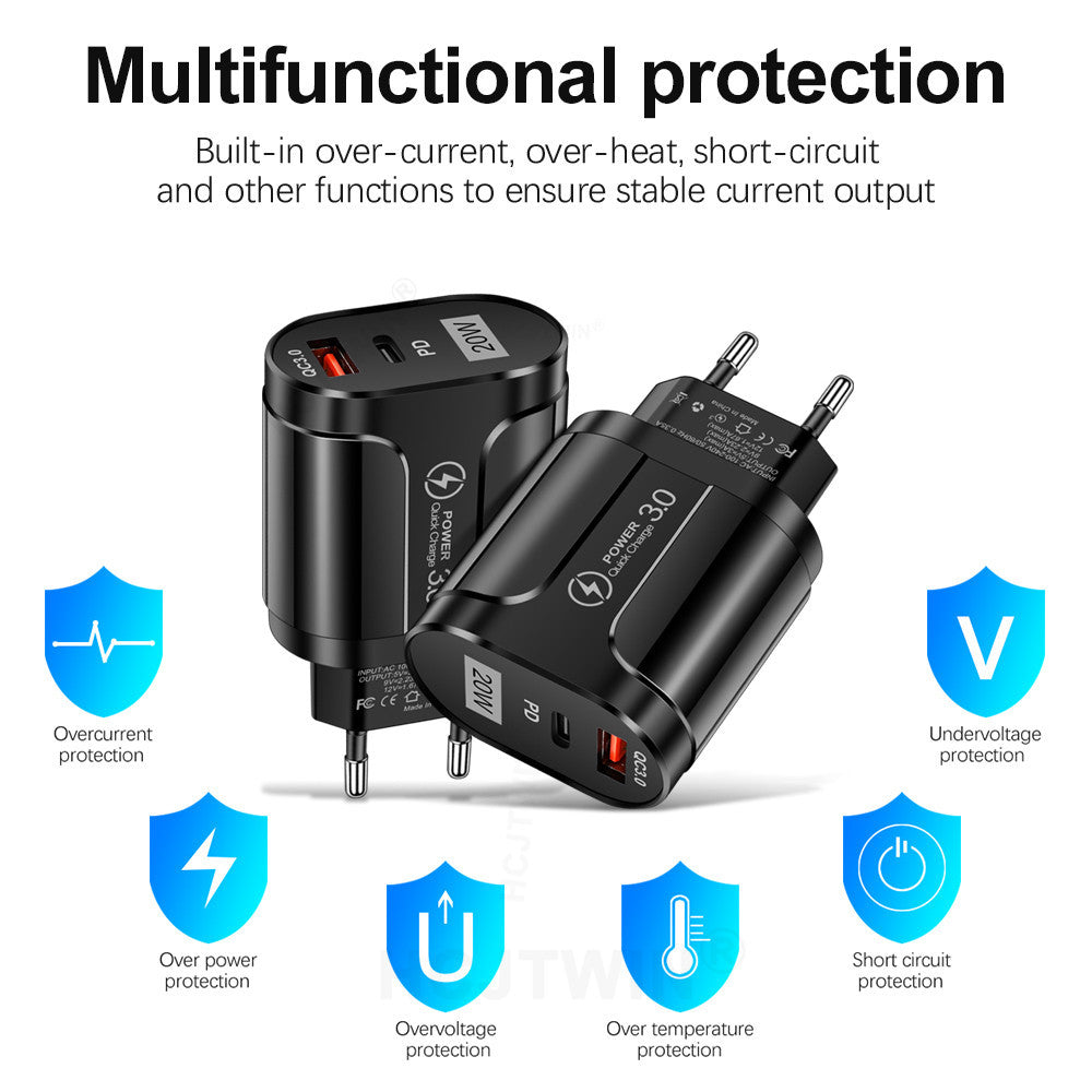 20W PD & QC 3.0 Dual-Port Fast Charger