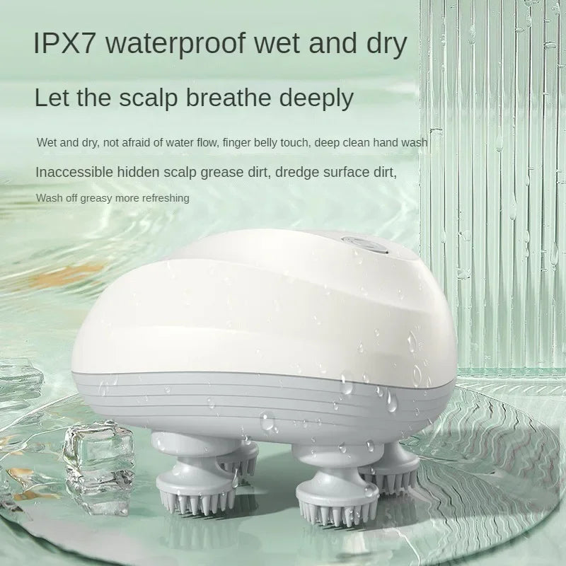 Rechargeable Electric Scalp Massager – 4-Head Deep Kneading Massage