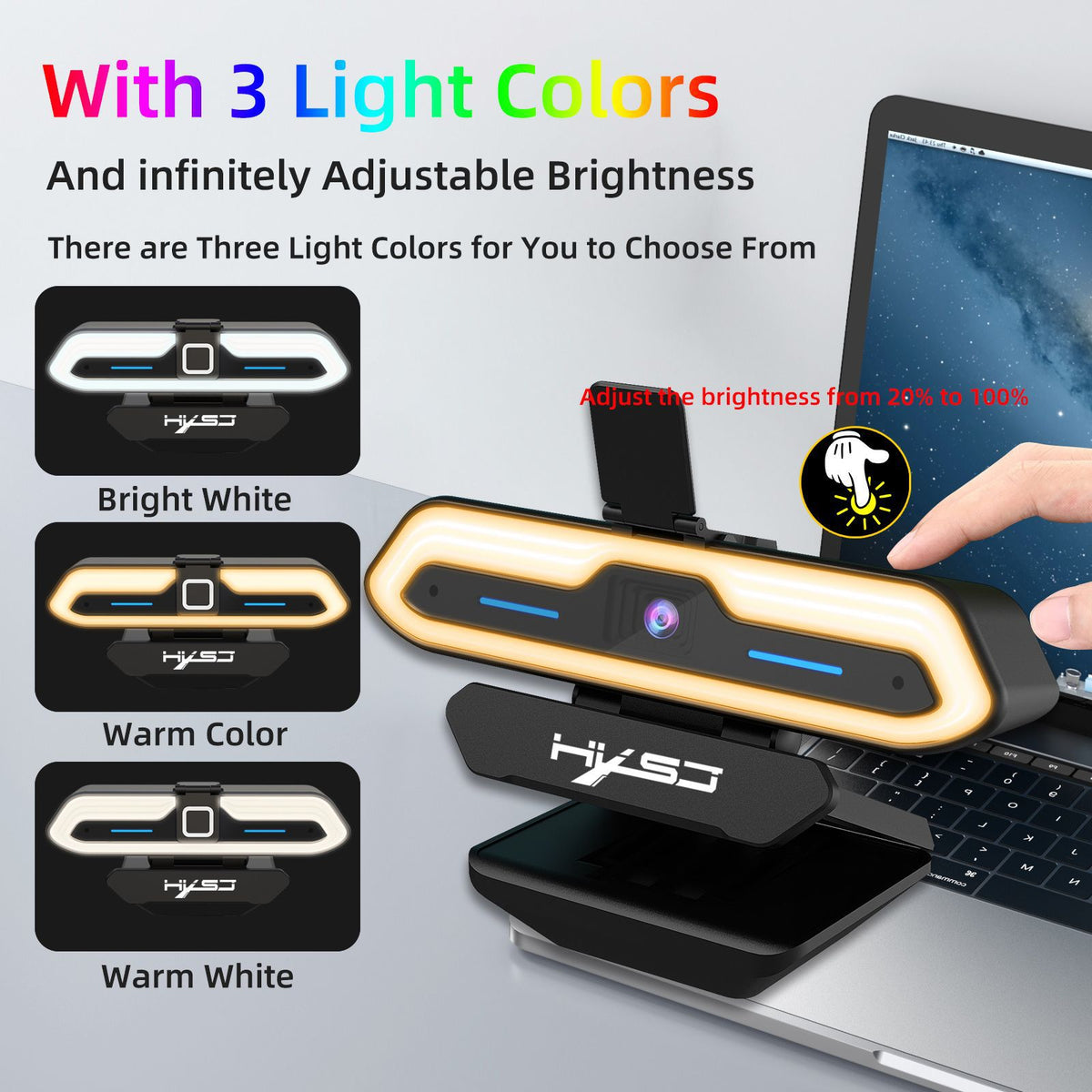 K60 Full HD 1080P 60FPS Autofocus Webcam with Dual Microphone & Adjustable Light