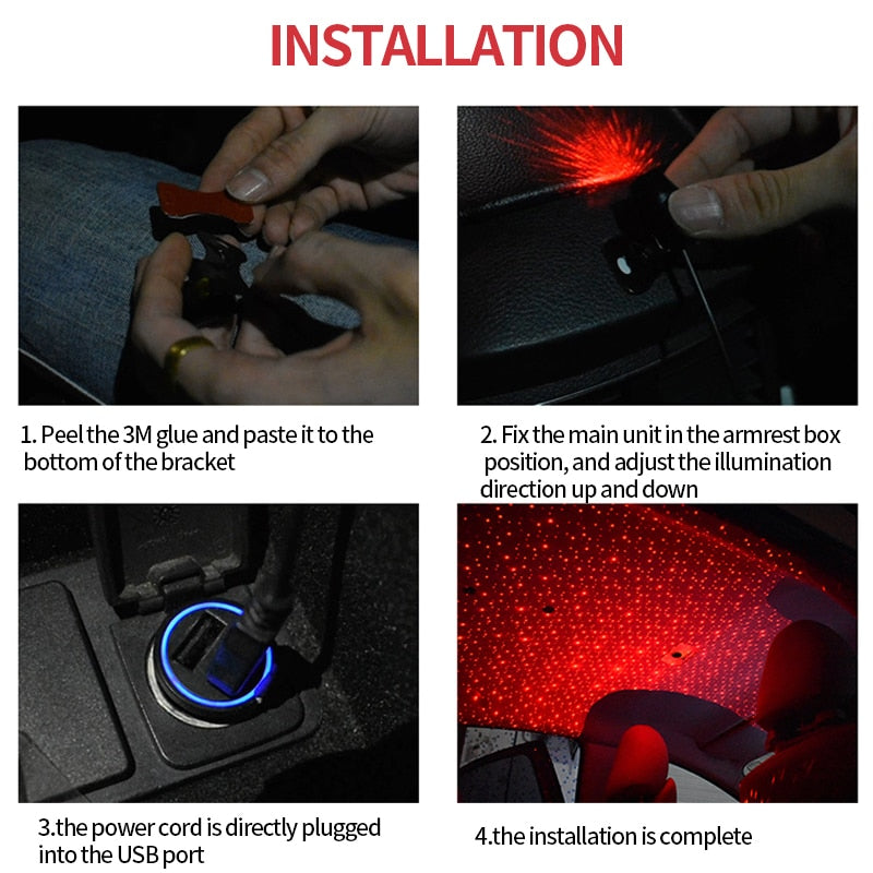 Car Interior Star Projector Light with Remote – Meteor / Starry Sky