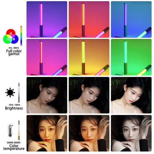17" RGB LED Photography Light Stick – Rechargeable Creator Fill Light
