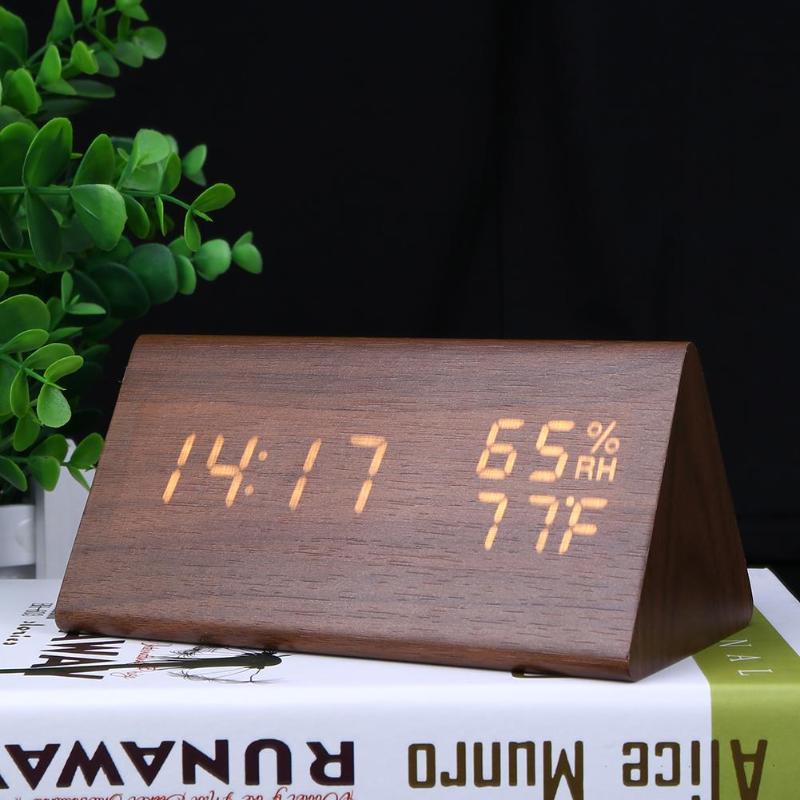 LED Sound-Control Digital Alarm Clock with Temperature & Calendar
