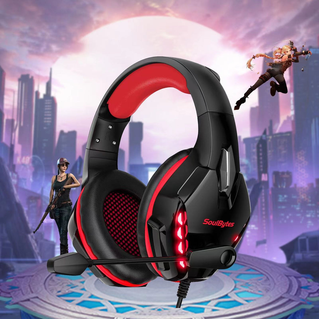 S11 50mm Wired Gaming Headset with Noise-Reducing Microphone & LED Lighting