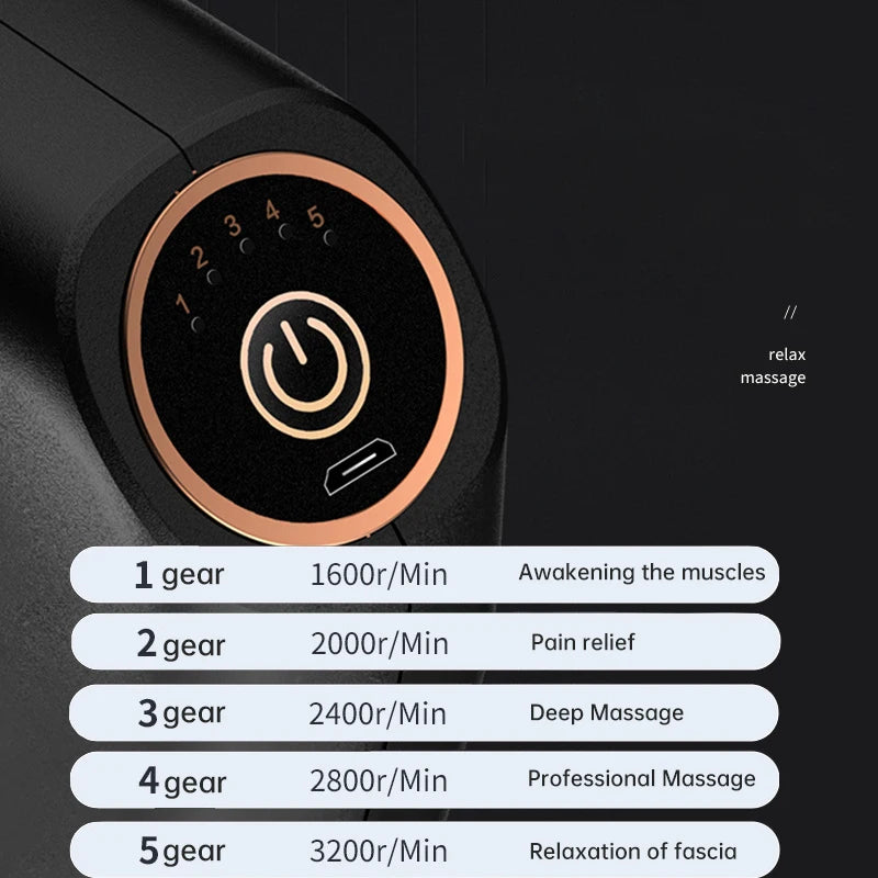 Dual-Head Rechargeable Massage Gun – 5-Speed Muscle Massager