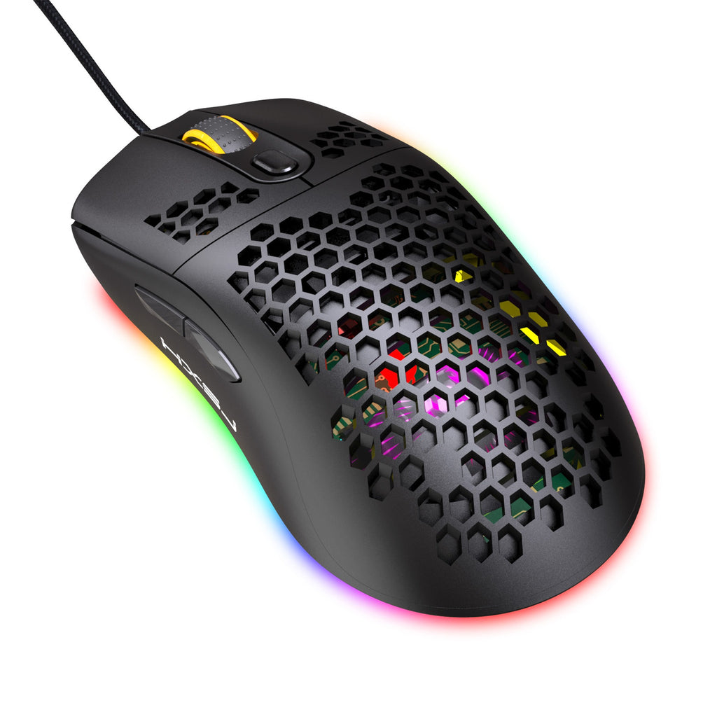 RGB Honeycomb Gaming Mouse – 6400 DPI Programmable Wired Mouse