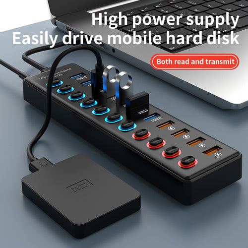 11-Port Powered USB 3.0 Hub with Individual Switches