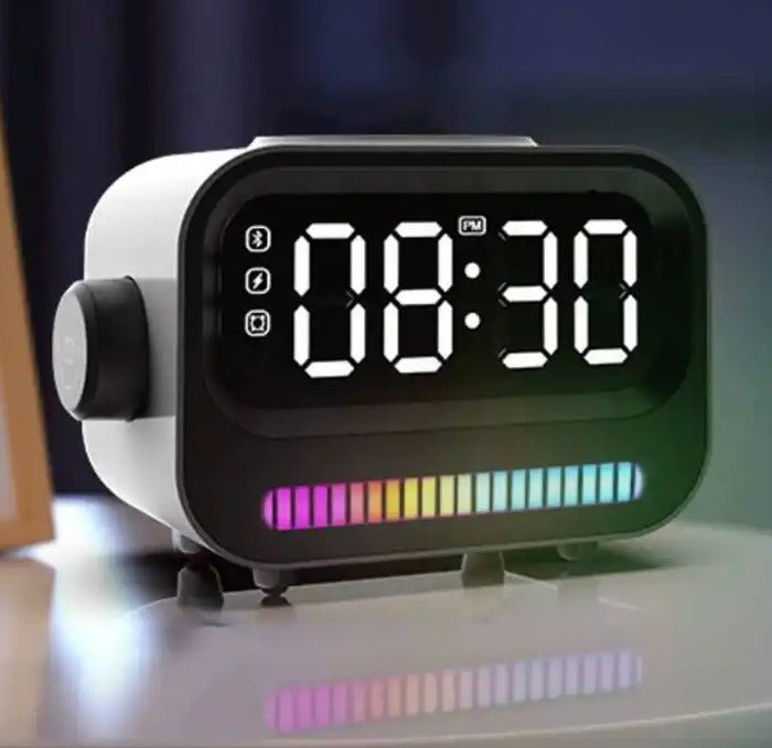 15W Wireless Charging Bluetooth Speaker Alarm Clock with RGB Light