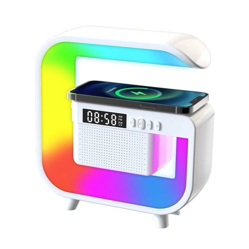 RGB Bluetooth Speaker with Wireless Charging, Alarm Clock & Ambient Light