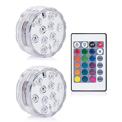 RGB Waterproof Submersible LED Lights with Remote Control