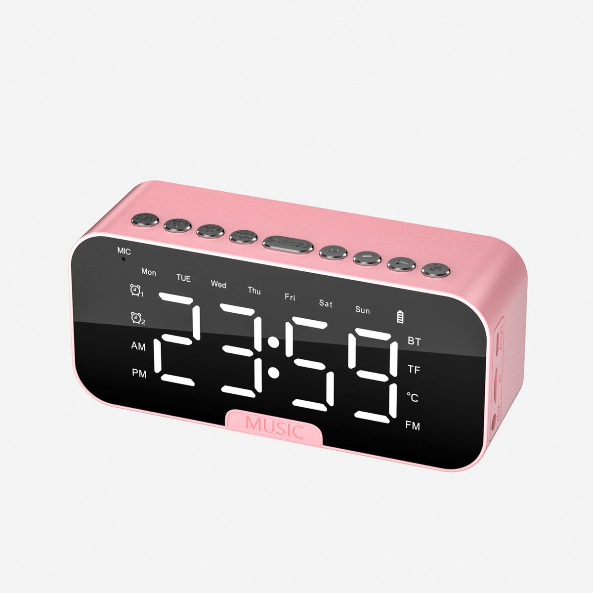 Bluetooth 5.2 Speaker with LED Alarm Clock & Phone Stand