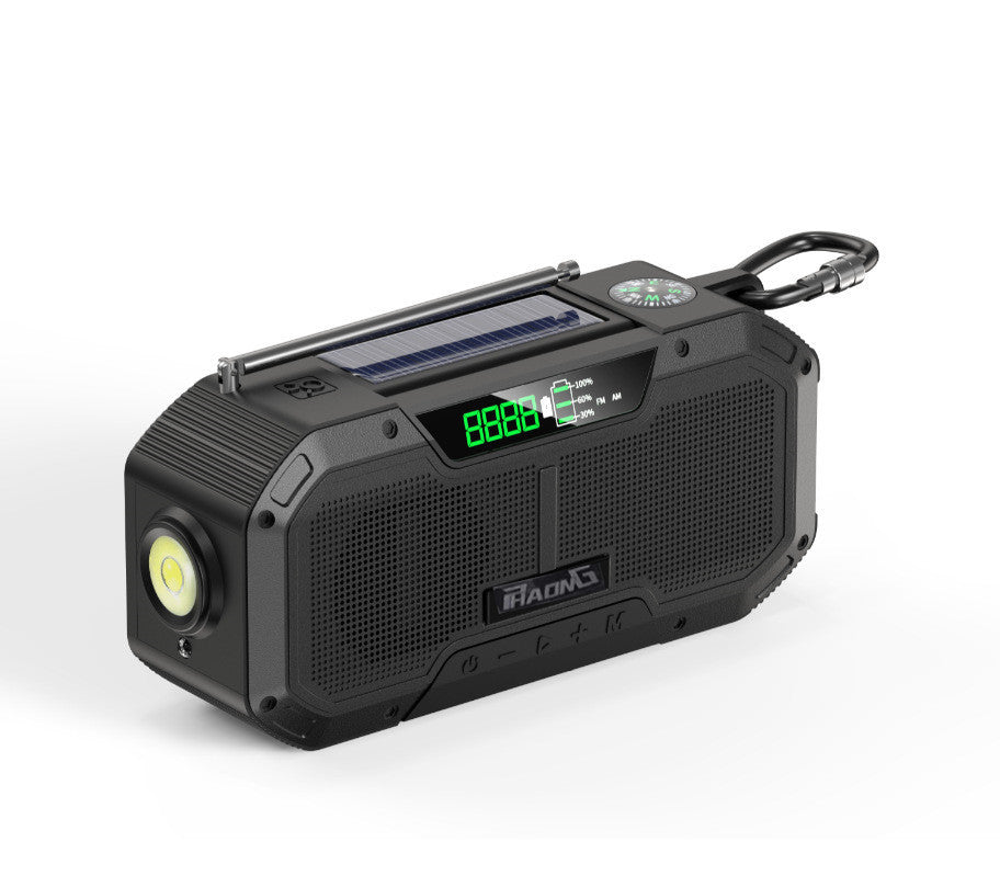 5000mAh Solar Emergency Radio with Bluetooth Speaker, Flashlight & Hand Crank
