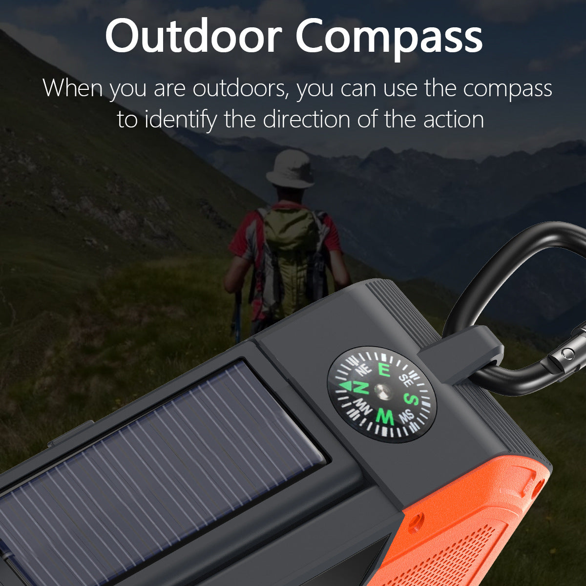 5000mAh Solar Emergency Radio with Bluetooth Speaker, Flashlight & Hand Crank