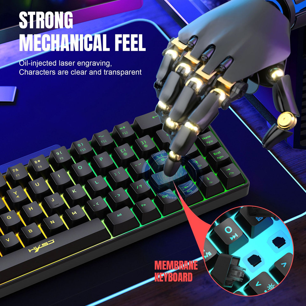 V200 68-Key Compact RGB Gaming Keyboard – Wired USB-C Membrane Keyboard