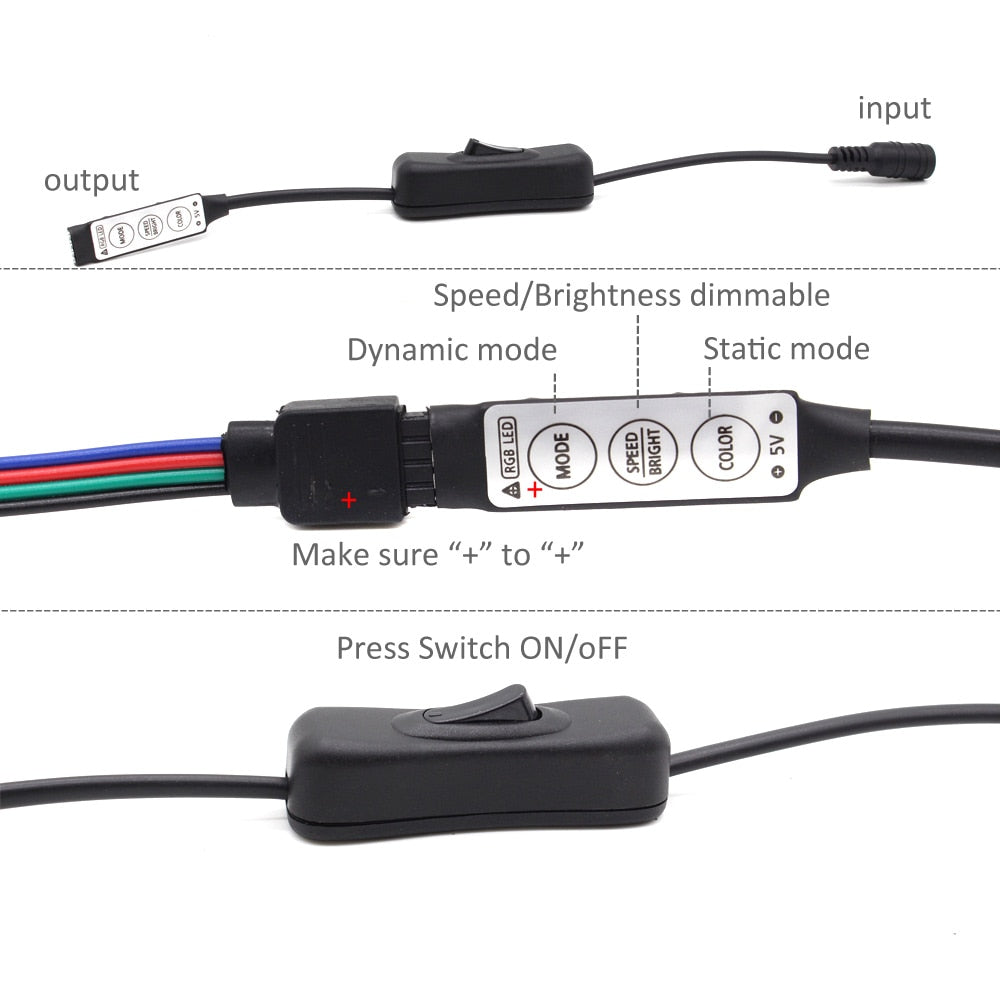 Battery Powered RGB LED Strip Lights with Remote Control