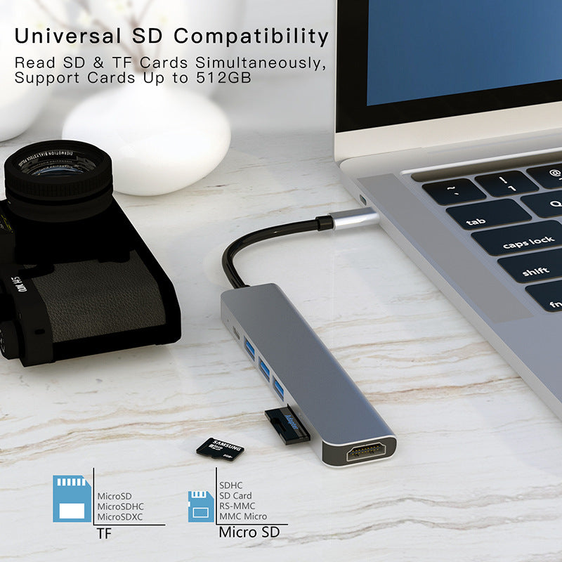 7-in-1 USB-C Hub with 4K HDMI, 100W PD & SD/TF Card Reader