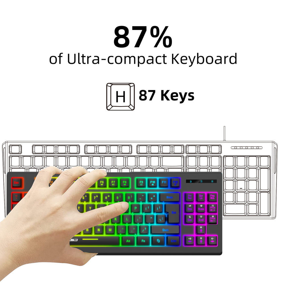 L100 87-Key RGB Wireless Gaming Keyboard – 2.4GHz Rechargeable