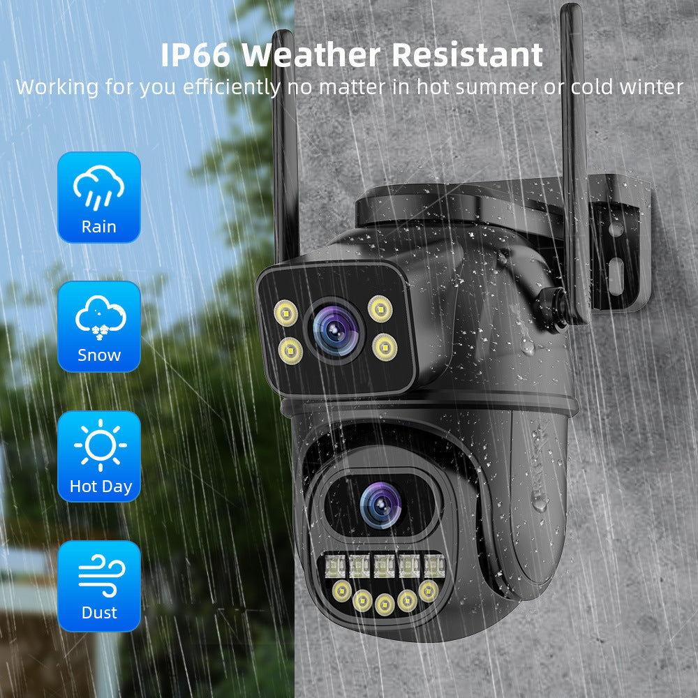 Dual-Lens Outdoor PTZ Smart Security Camera – WiFi, Motion Tracking & Night Vision