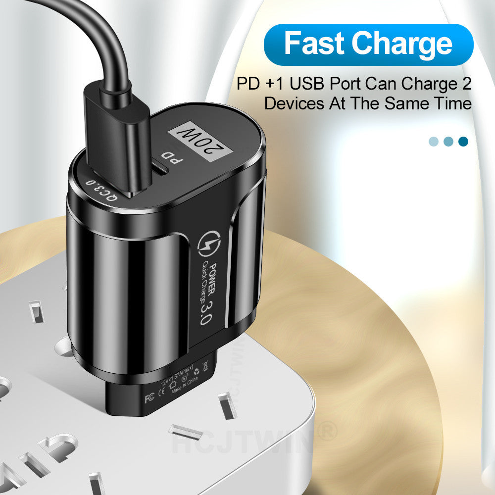 20W PD & QC 3.0 Dual-Port Fast Charger