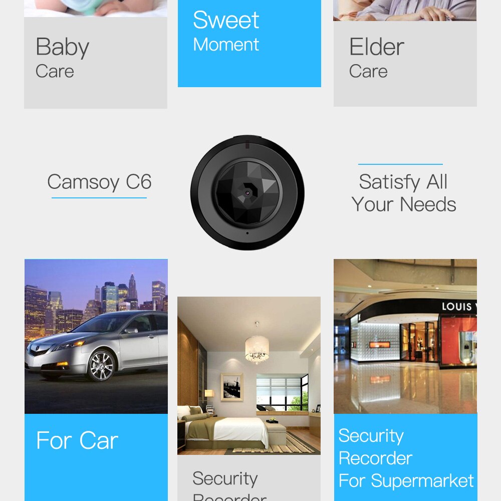 Camsoy C6 Mini WiFi Smart Security Camera – Night Vision & Motion Detection
