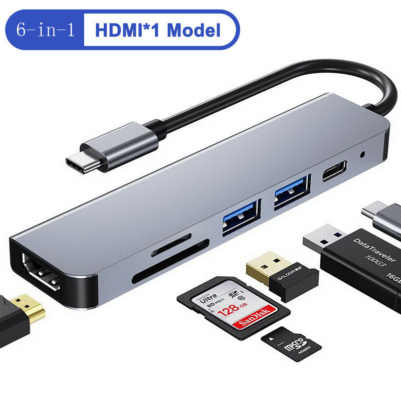 6-in-1 USB-C Hub with 4K HDMI, 100W PD & Card Reader