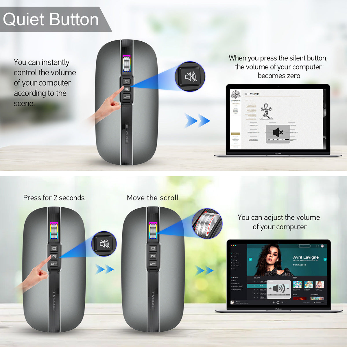M113 Dual-Mode Wireless Rechargeable Mouse – Bluetooth 5.1 & 2.4GHz