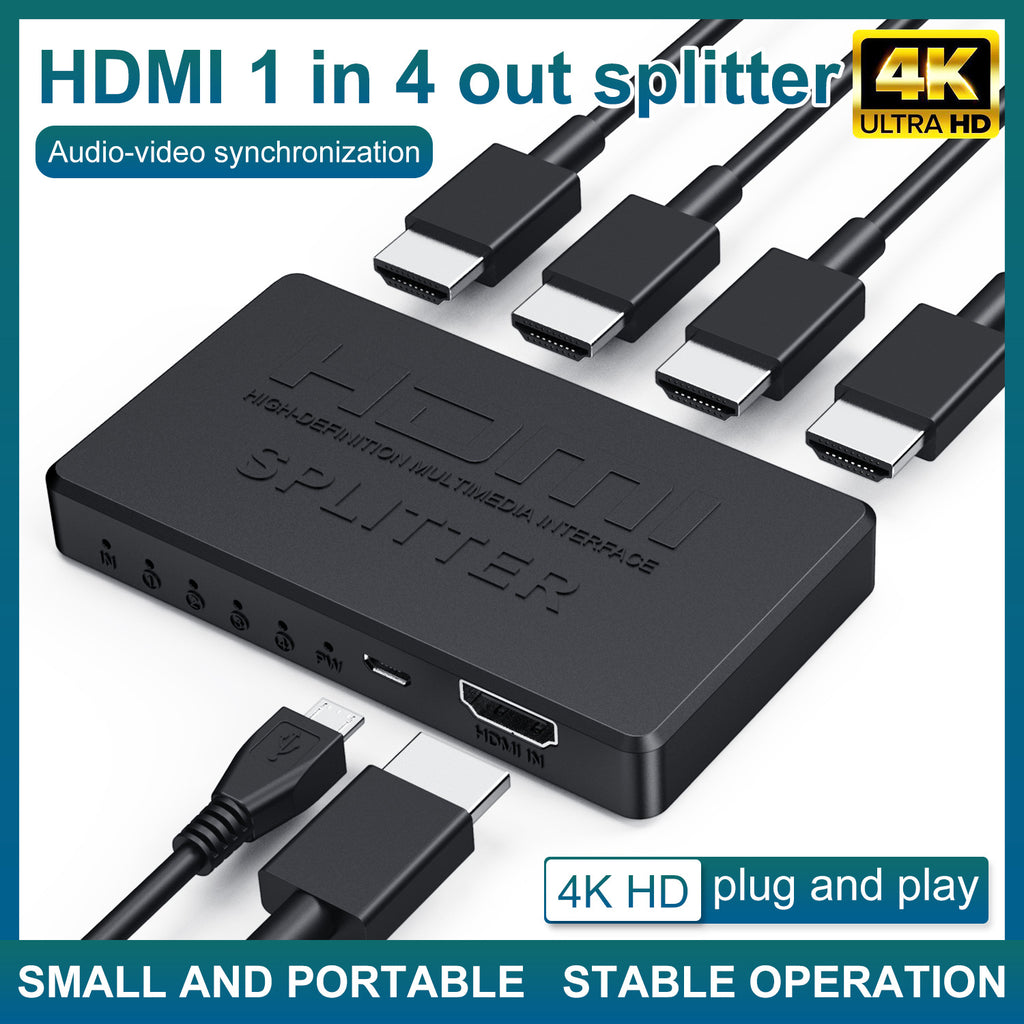 4K HDMI Splitter 1×4 – 1 Input to 4 Displays