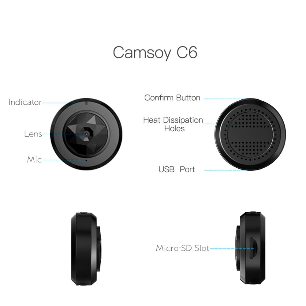 Camsoy C6 Mini WiFi Smart Security Camera – Night Vision & Motion Detection