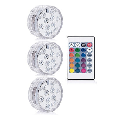 RGB Waterproof Submersible LED Lights with Remote Control