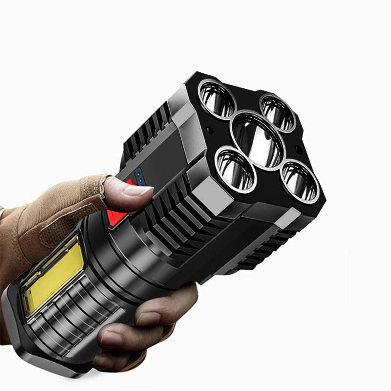 5-LED Rechargeable Flashlight with COB Side Light