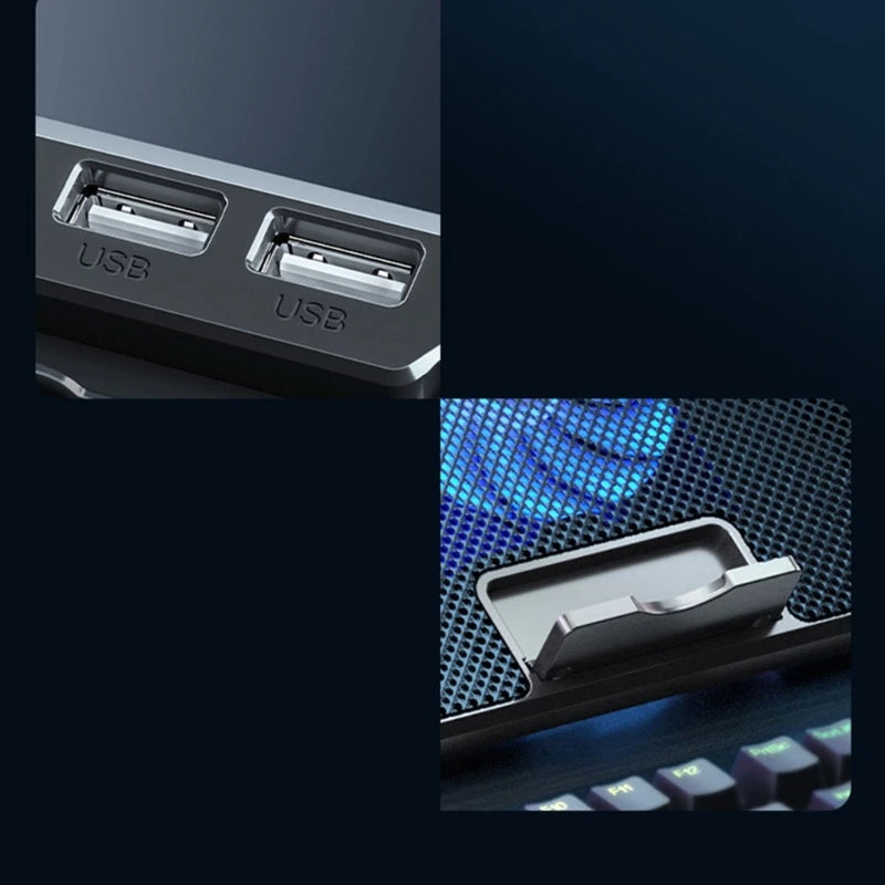 RGB 6-Fan Laptop Cooling Pad with Adjustable Stand
