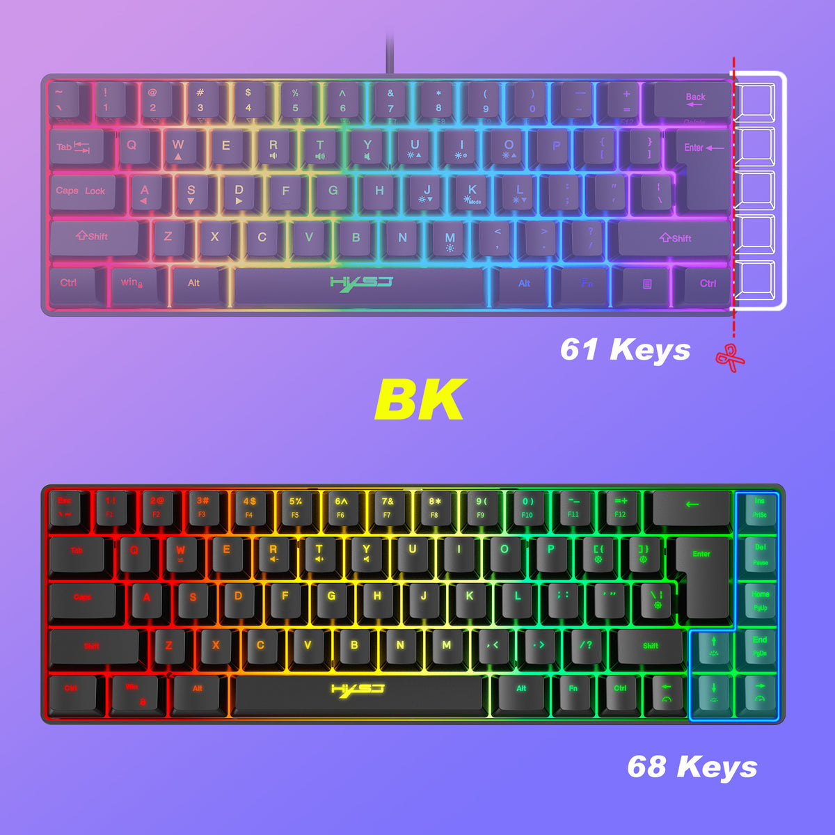 V200 68-Key Compact RGB Gaming Keyboard – Wired USB-C Membrane Keyboard