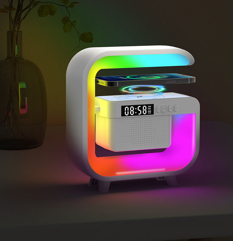 RGB Bluetooth Speaker with Wireless Charging, Alarm Clock & Ambient Light