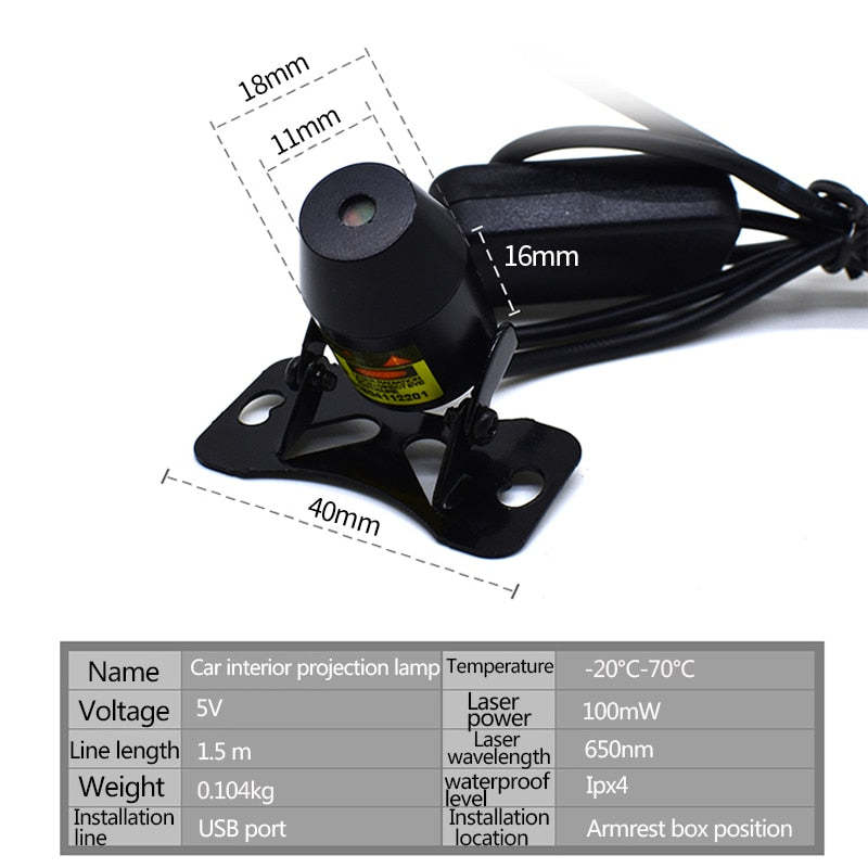 Car Interior Star Projector Light with Remote – Meteor / Starry Sky