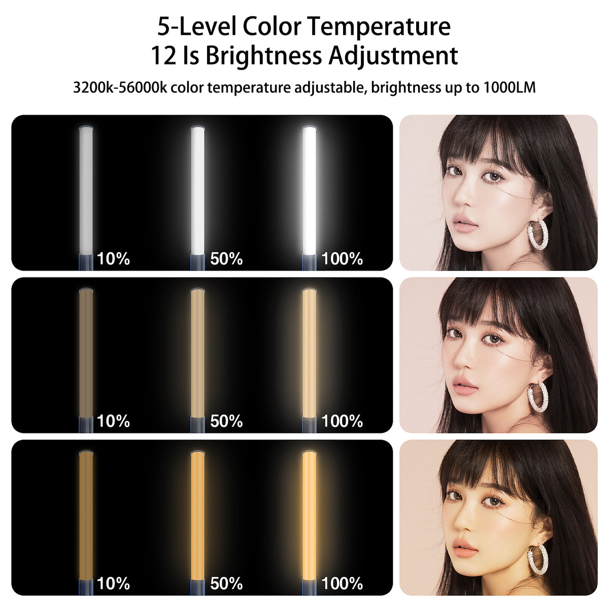 17" RGB LED Photography Light Stick – Rechargeable Creator Fill Light