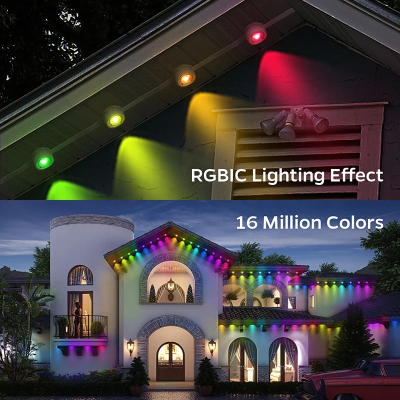 Permanent RGBIC Outdoor Eave Lights – App & Voice Control