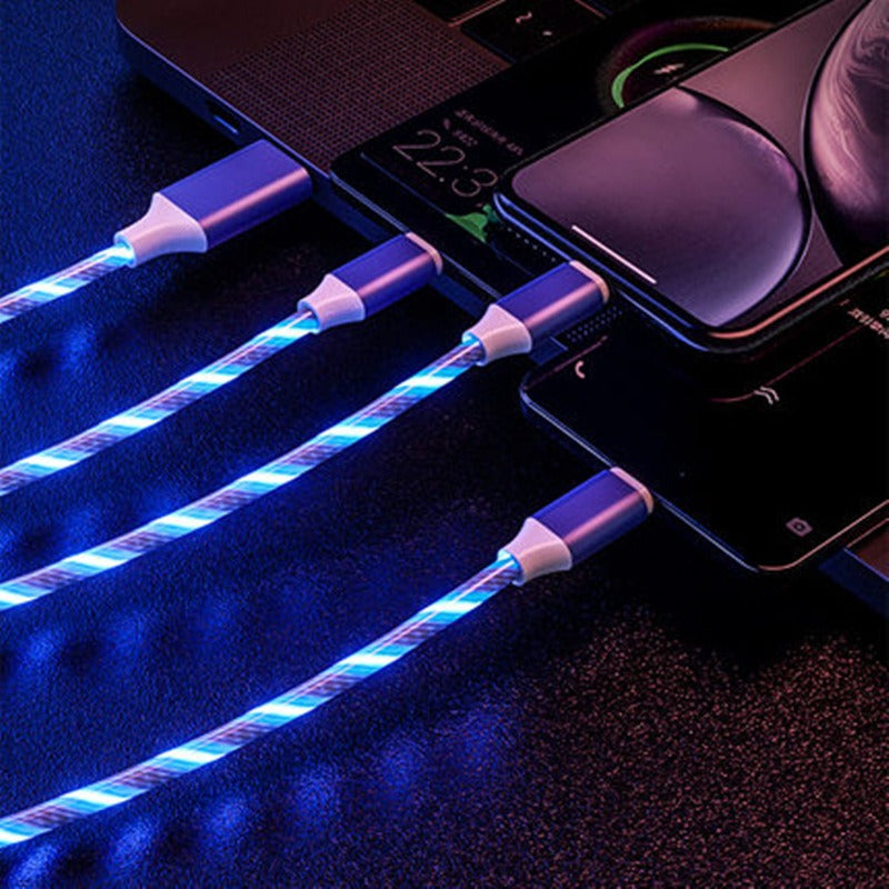 3-in-1 LED Flowing Light Multi Charging Cable – 1.2m