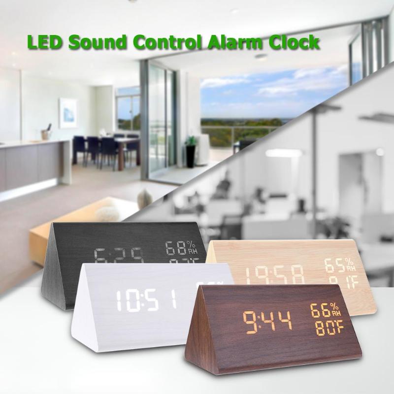 LED Sound-Control Digital Alarm Clock with Temperature & Calendar