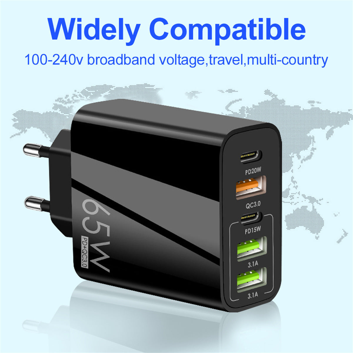 65W 5-Port USB Fast Charging Adapter – PD & QC 3.0
