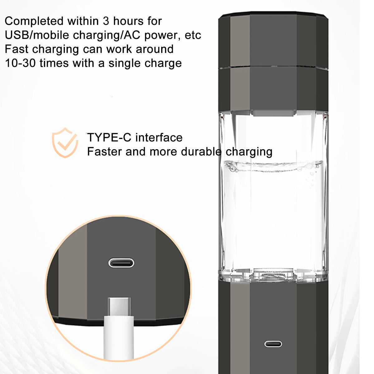 Portable 6000PPB Hydrogen-Rich Water Bottle – USB-C Rechargeable